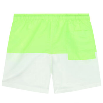 Boys Green & White Logo Swim Shorts