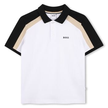 Boys White Logo Polo Shirt