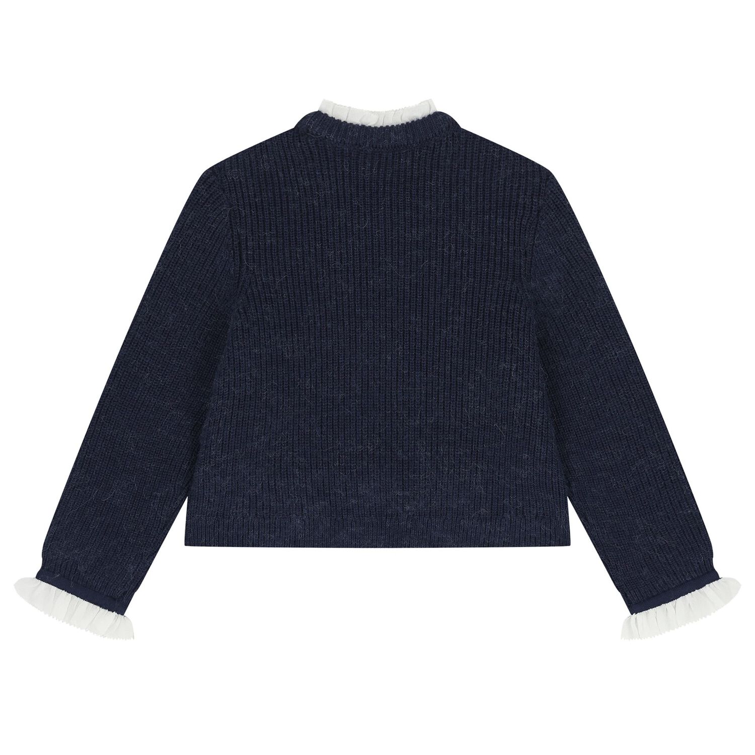 Girls Navy Blue Knitted Sequin Cardigan, 1, hi-res