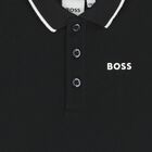Younger Boys Black Logo Polo Shirt, 3, hi-res