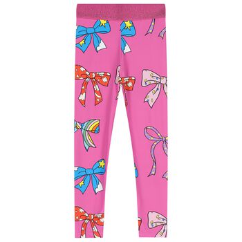 Girls Pink Bow Leggings      