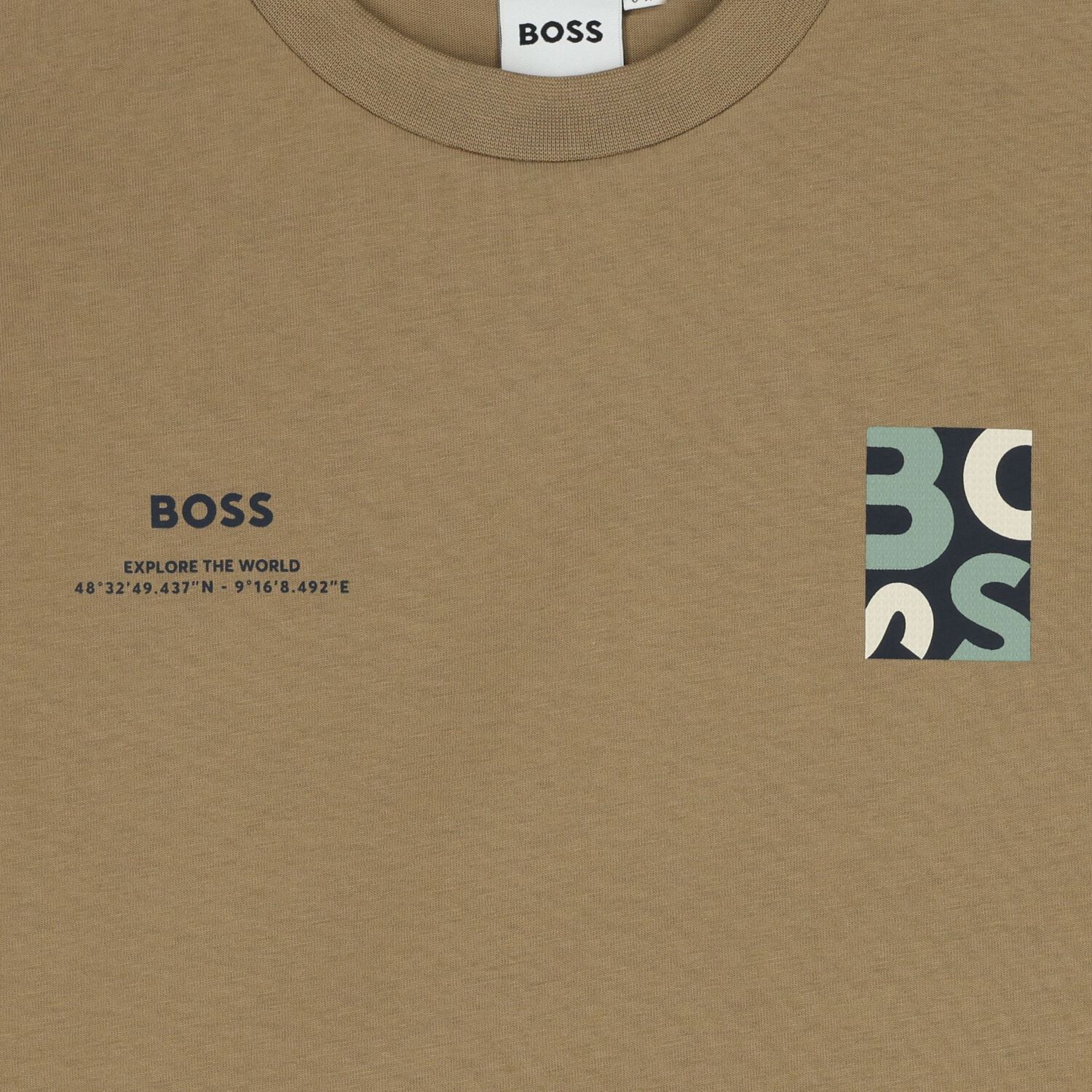 Boys Beige Logo T-Shirt, 1, hi-res