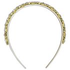 Girls White & Gold Diamante Headband, 1, hi-res