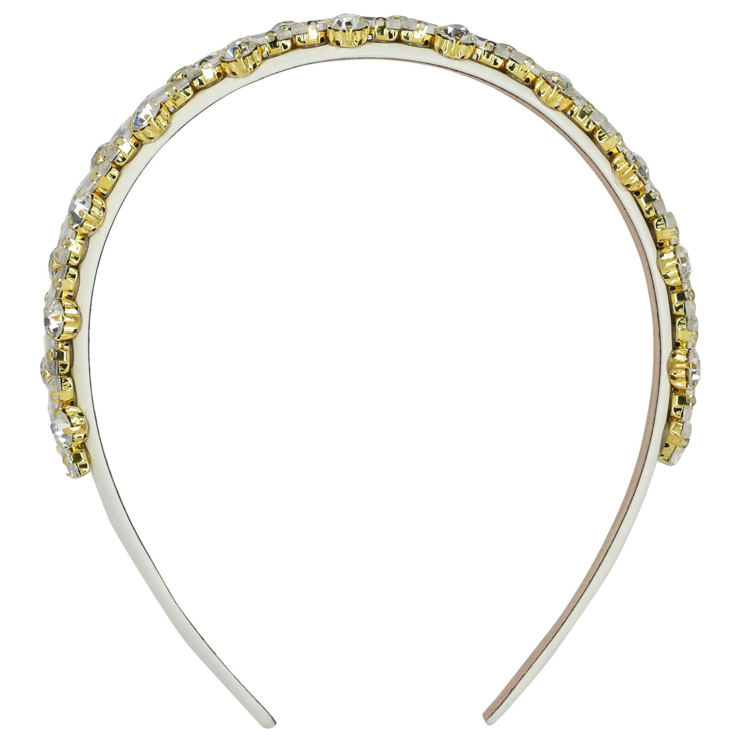 Girls White & Gold Diamante Headband, 1, hi-res