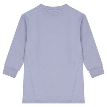 Girls Blue Floral Logo Sweatshirt Dress