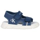 صندل أولاد بالشعار باللون الأبيض و الأزرق, 1, hi-res