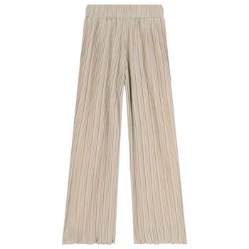 Girls Beige & Silver Pleated Trousers