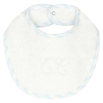 Baby Boys White & Blue Logo Bib