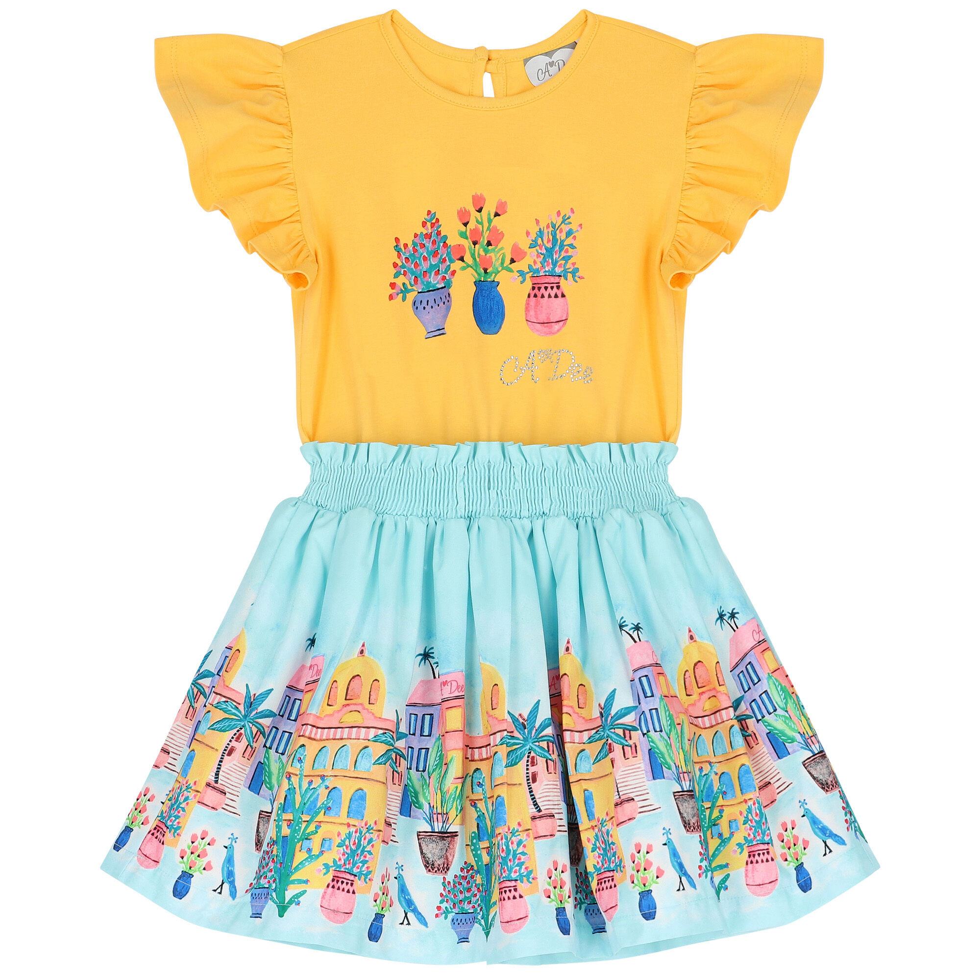 Yellow blue dress store