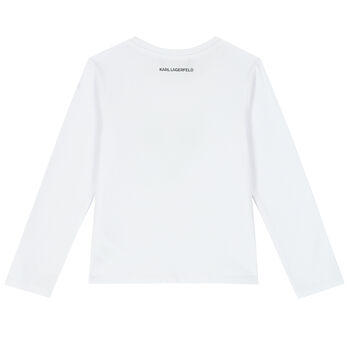 Girls White Choupette Long Sleeve Top