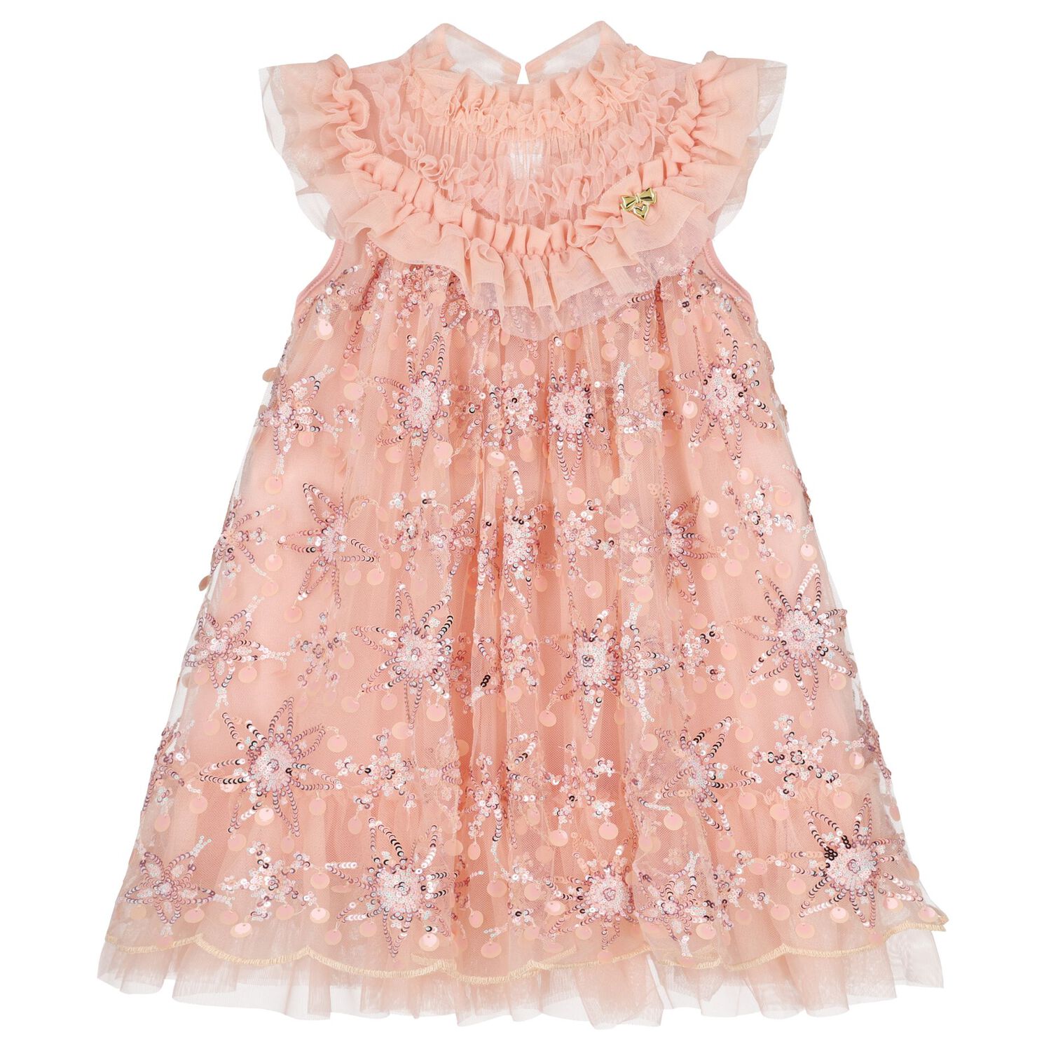 Girls Pink Embellished Tulle Dress, 1, hi-res