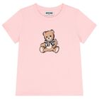Girls Pink Teddy Bear Logo T-Shirt, 4, hi-res