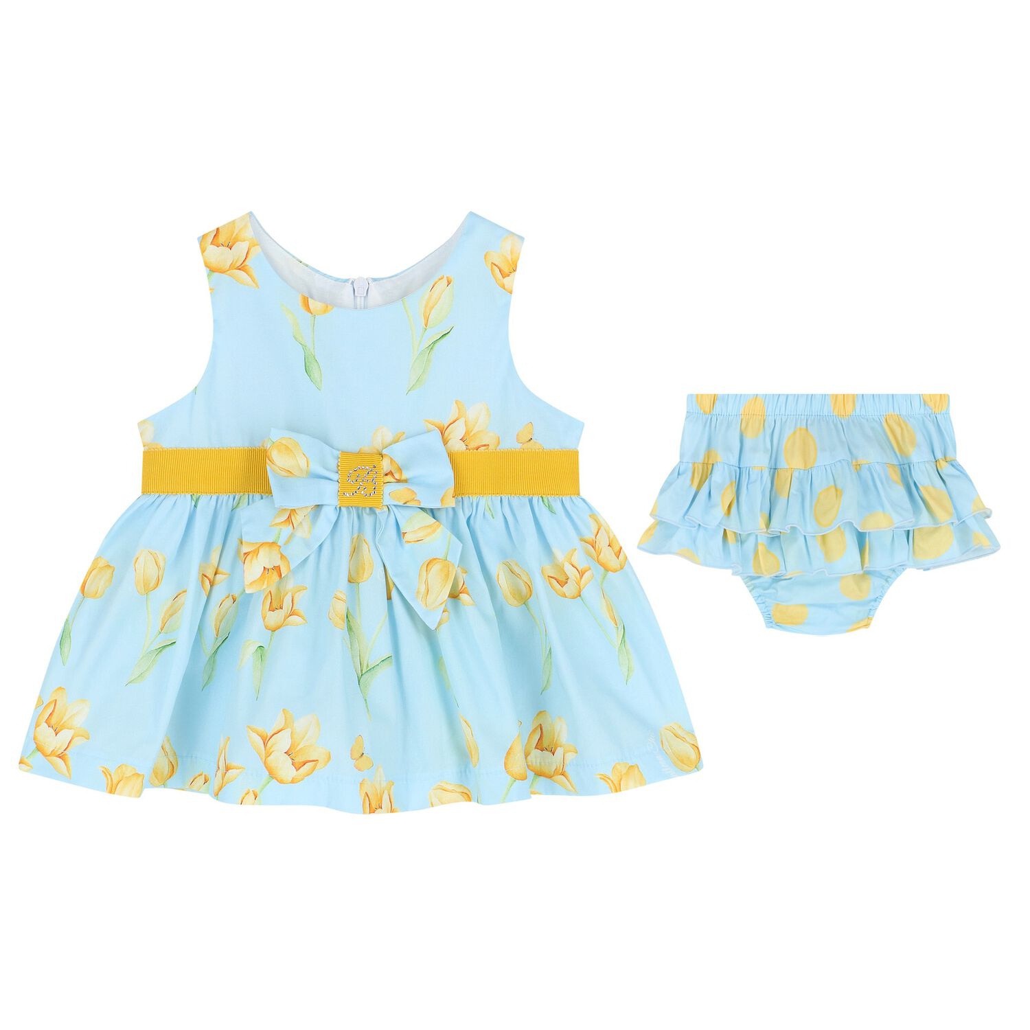 Baby Girls Blue Floral Dress Set, 1, hi-res image number null