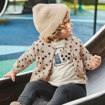 Younger Girls Ivory, Beige & Grey Cat 3 Piece Leggings Set