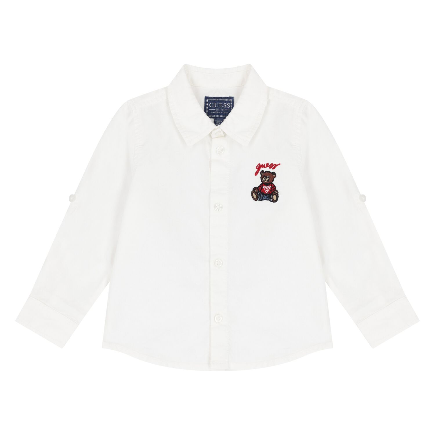 Baby Boys White Teddy Bear Logo Shirt, 1, hi-res image number null