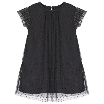Girls Grey Dots Tulle Dress
