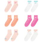 Girls White & Pink Logo Socks ( 6-Pack ), 1, hi-res