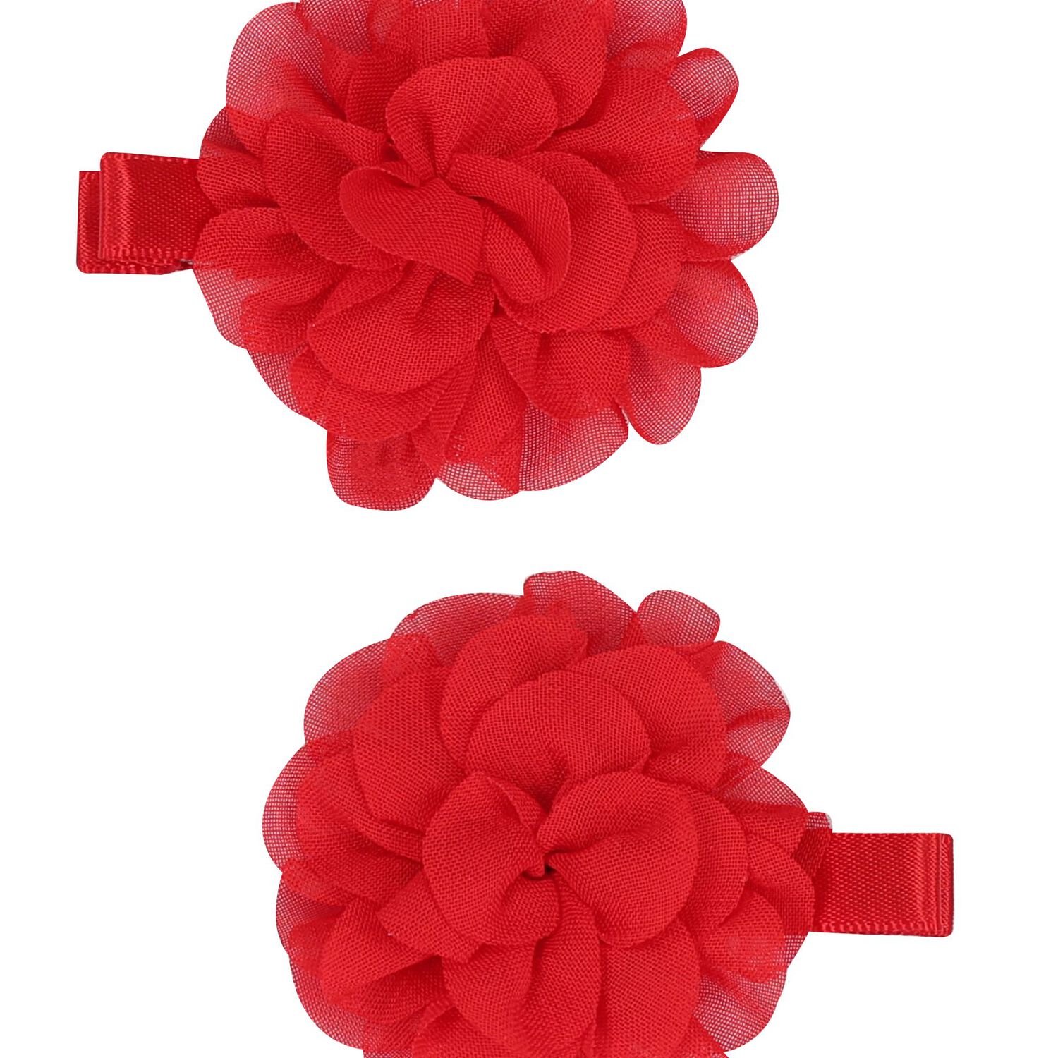 Girls Red Flower Hairclips ( 2 Pack ), 1, hi-res