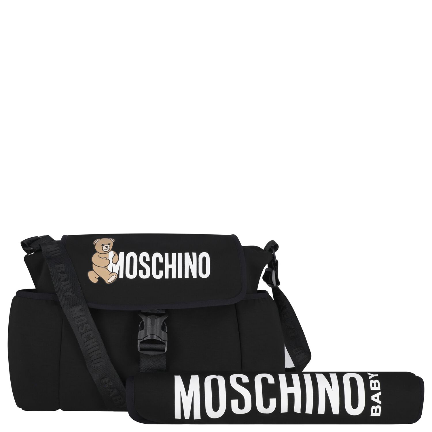 حقيبه تغيير حفاضات بالشعار بطبعه تيدى بير باللون الاسود , 1, hi-res