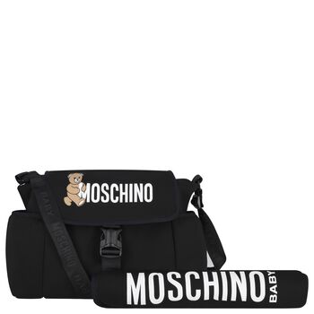 حقيبه تغيير حفاضات بالشعار بطبعه تيدى بير باللون الاسود 