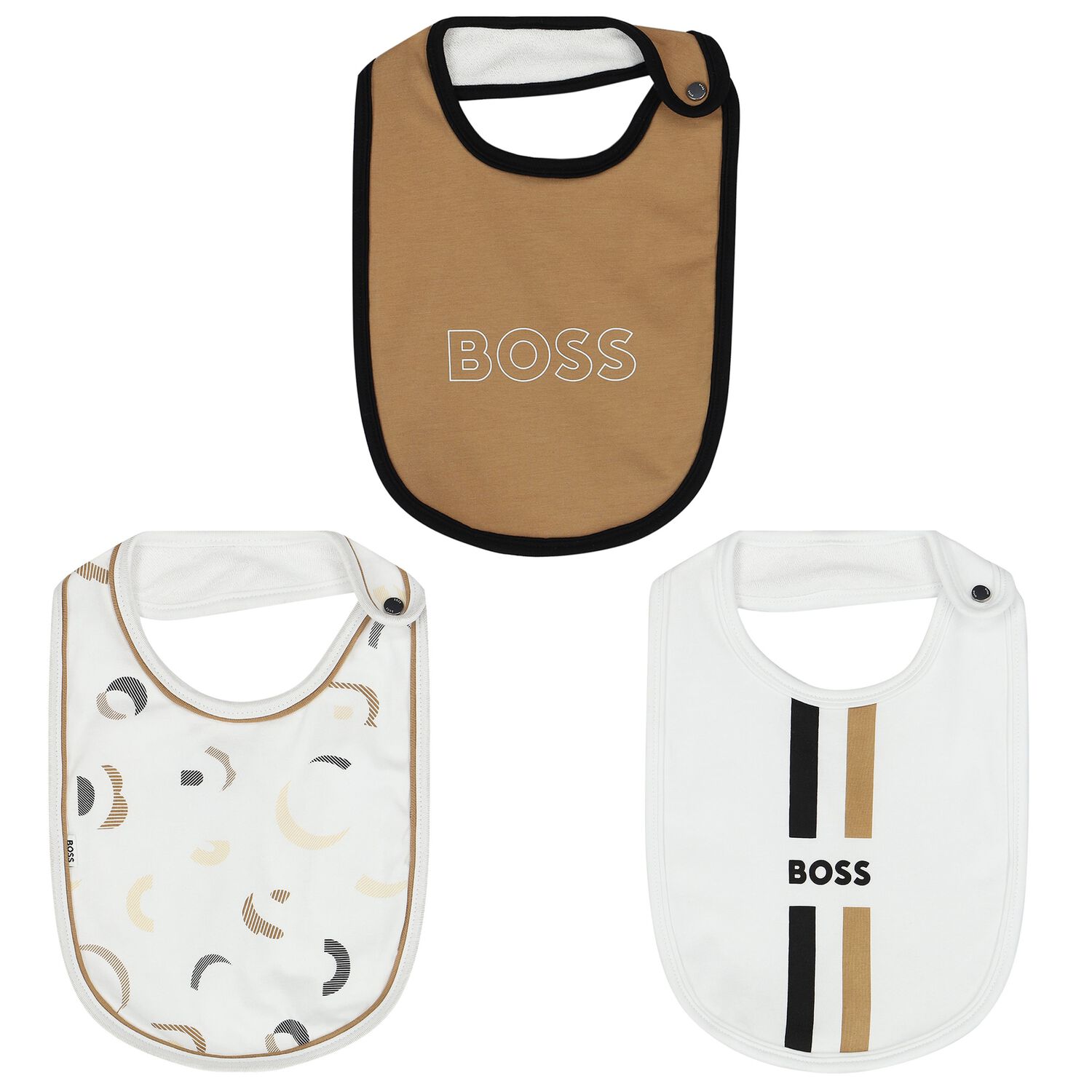 مريلة بالشعار باللون الأبيض والبيج ( 3 قطع), 1, hi-res