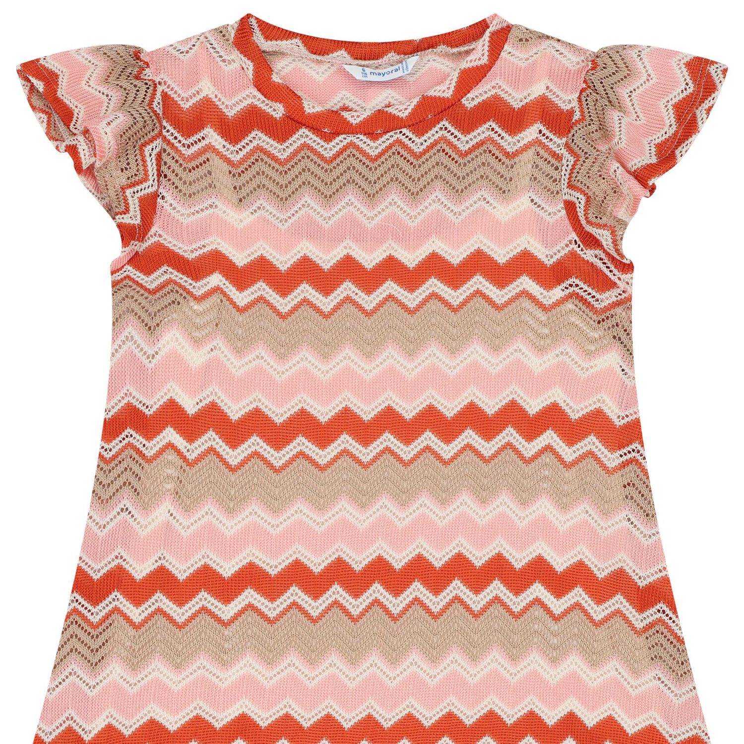 Girls Pink, Orange & Beige Knitted Zigzag Dress, 1, hi-res image number null