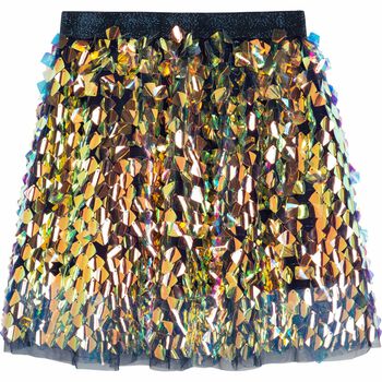 Girls Iridescent Embellished Sequin Skirt