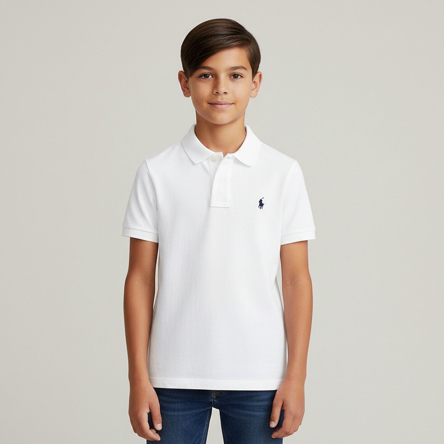 Boys White Logo Polo Shirt, 1, hi-res image number null