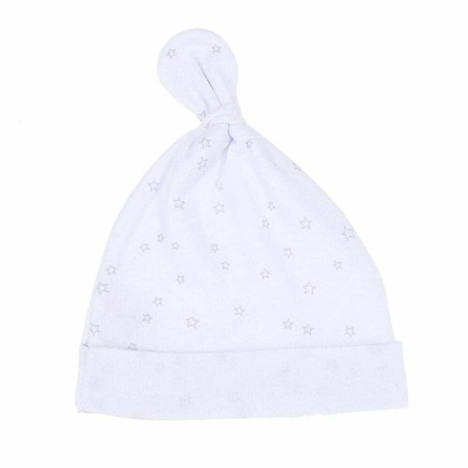Baby White & Grey Star Hat, 1, hi-res