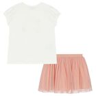 Girls White & Pink Tulle Skirt Set, 1, hi-res