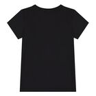 Girls Black Embellished Logo T-Shirt, 2, hi-res