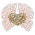 مشبك شعر للبنات فيونكة بطبعة قلب باللون الوردي و الذهبي, 1, hi-res