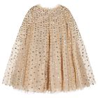 Girls Gold Tulle & Sequin Cape Dress, 1, hi-res