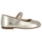 Girls Gold Swarovski Embellished Shoes, 1, hi-res