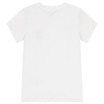 تي شيرت دب تيدي باللون أبيض للبنات