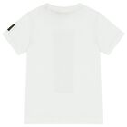 Boys White & Beige Logo Shorts Set, 1, hi-res