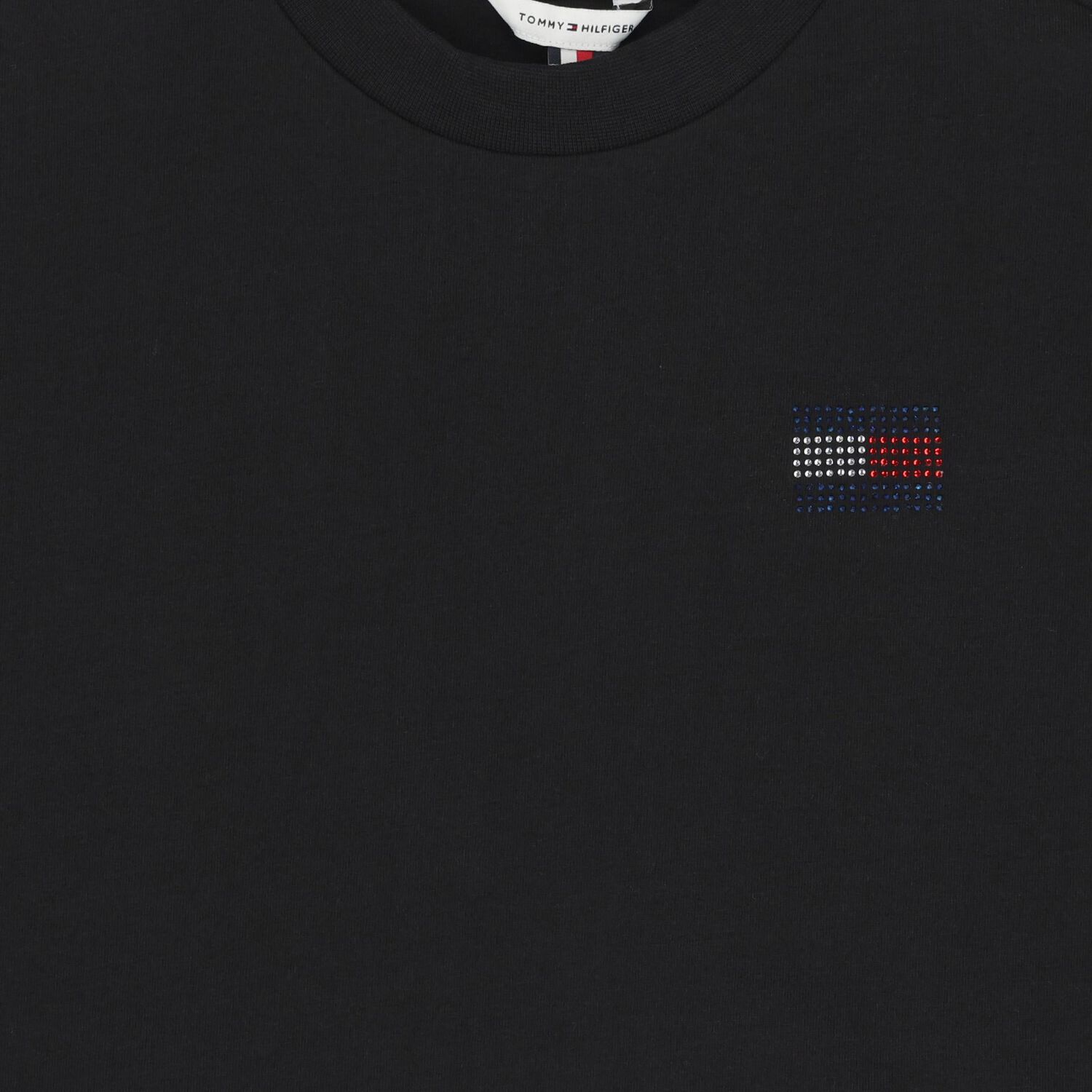 Girls Black Embellished Logo T-Shirt, 1, hi-res