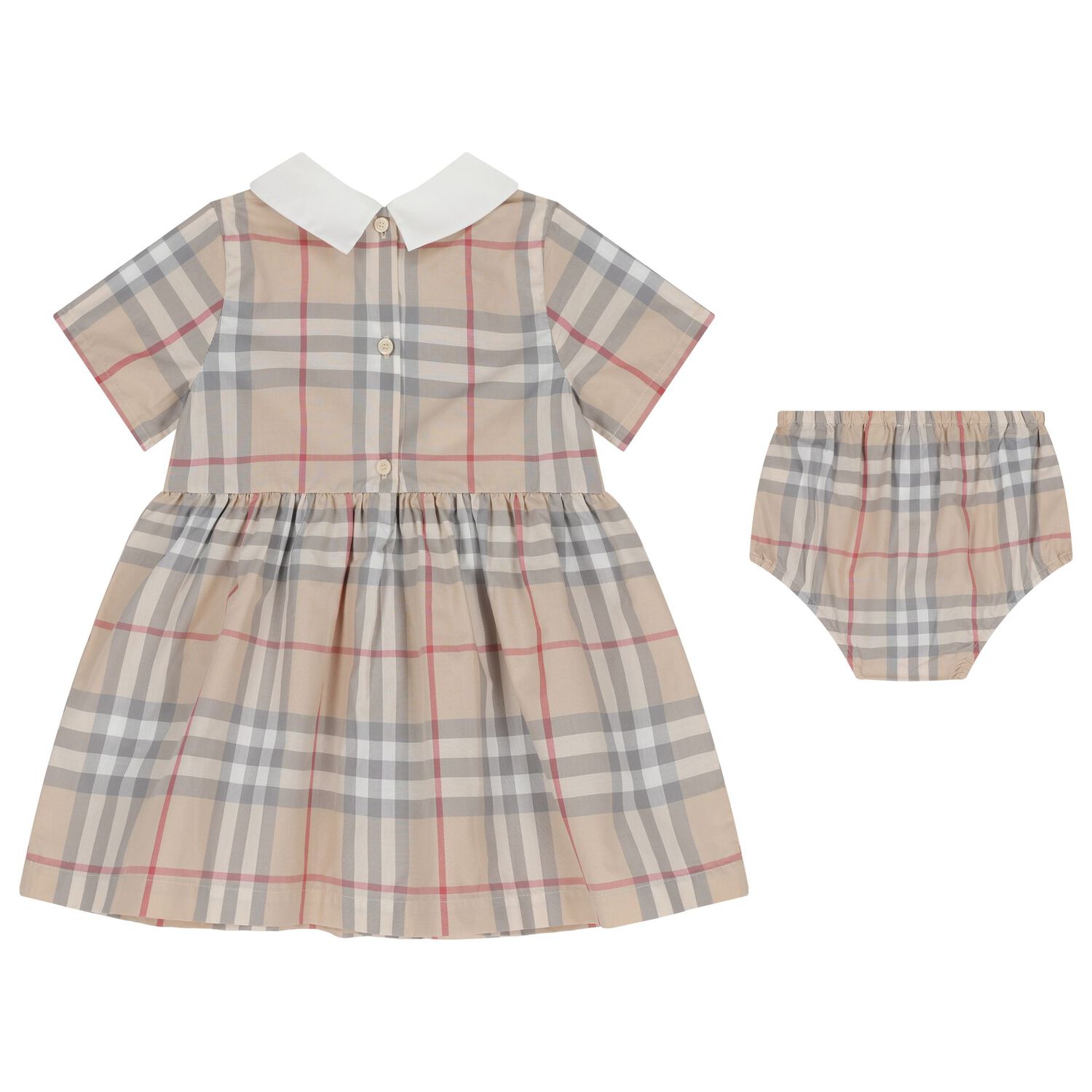 Baby Girls Beige Check Dress Set, 1, hi-res image number null