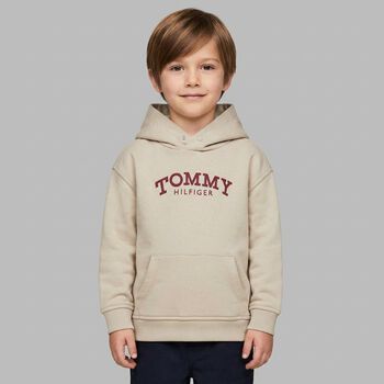 Boys Beige Logo Hooded Top