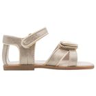 Younger Girls Gold Floral Pearl Sandals, 1, hi-res