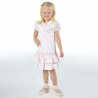 Girls Pink & White Logo Dress, 1, hi-res
