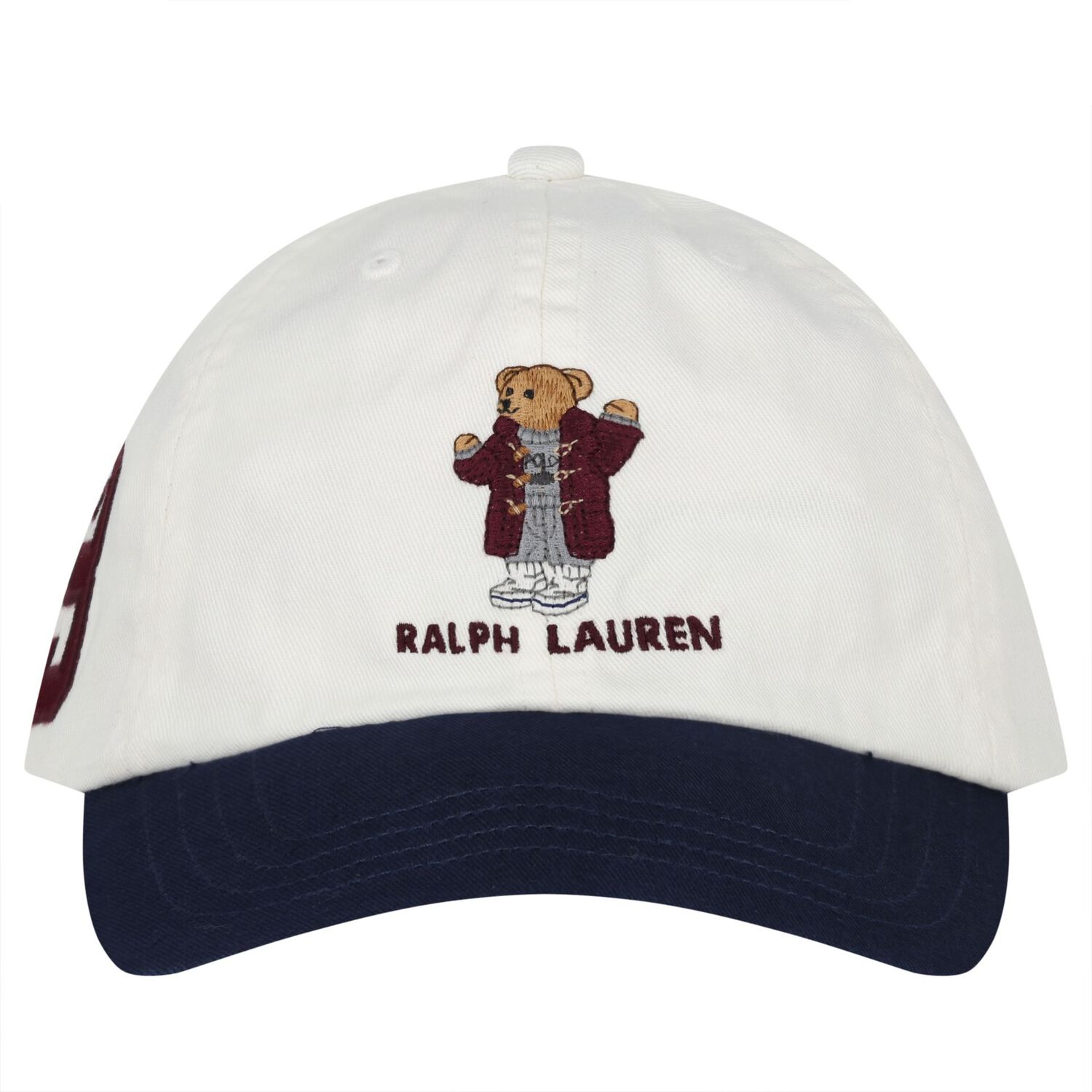 Boys White & Navy Blue Polo Bear Cap, 1, hi-res