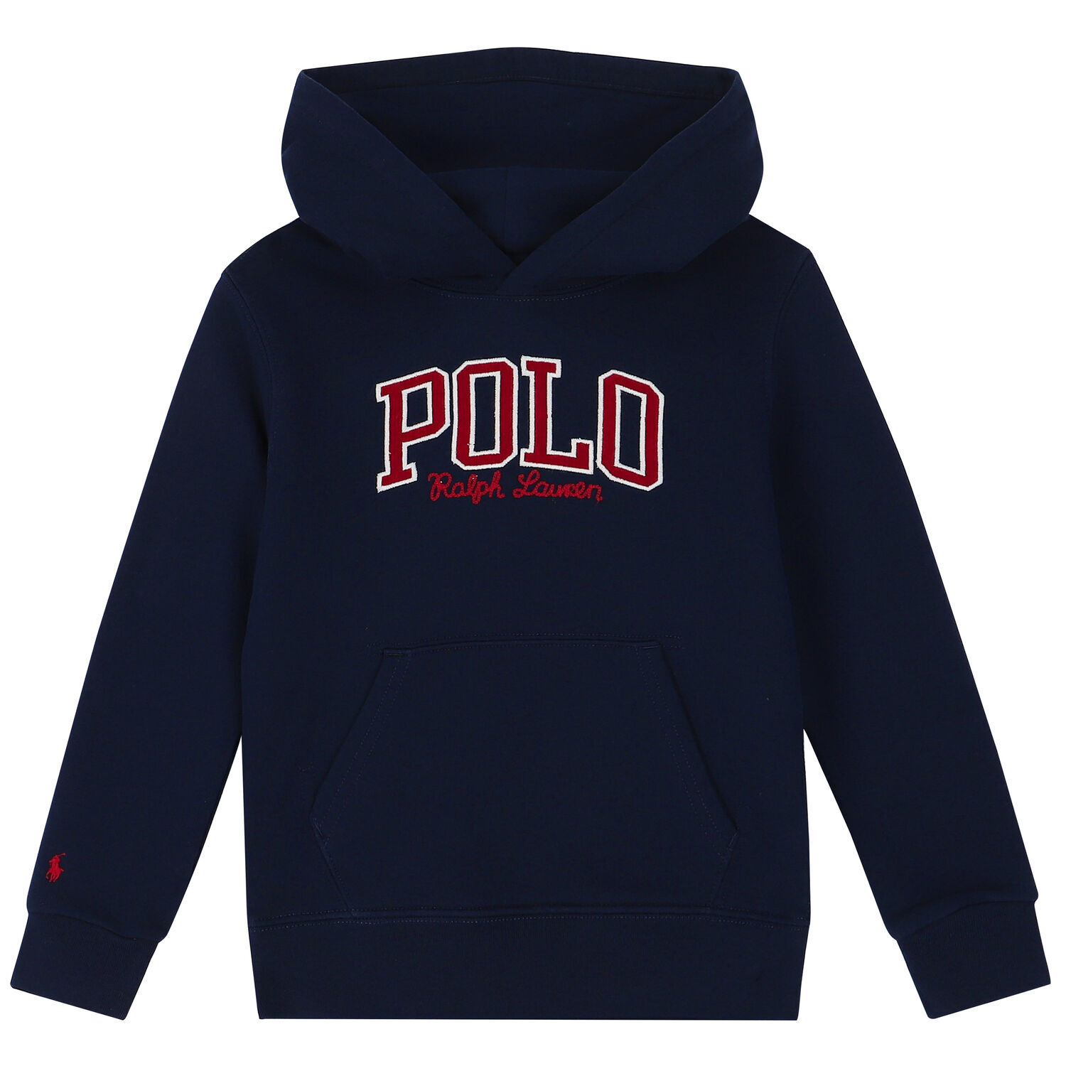 Boys Navy Logo Hooded Top, 1, hi-res