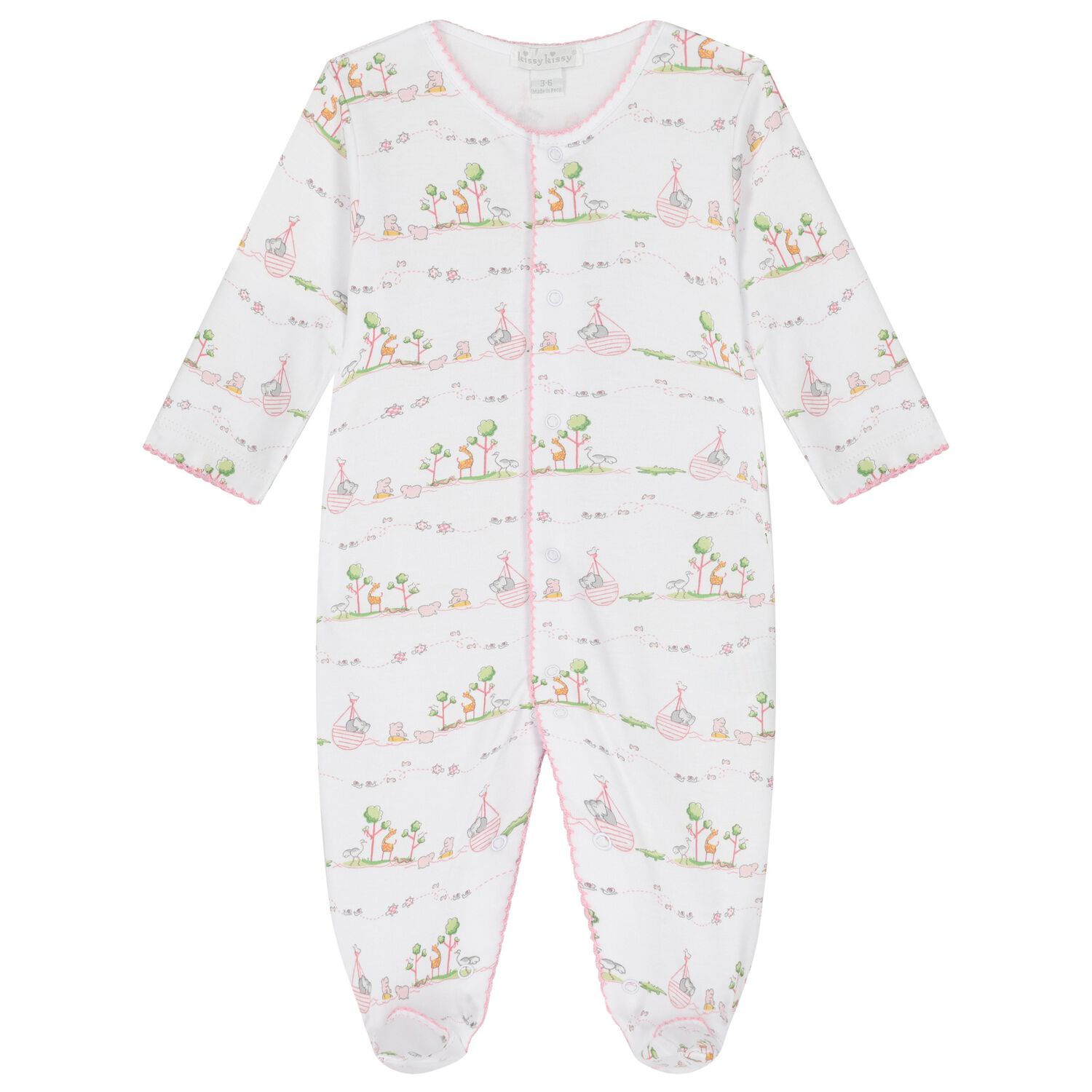 Baby Girls White & Pink Animals Babygrow, 2, hi-res