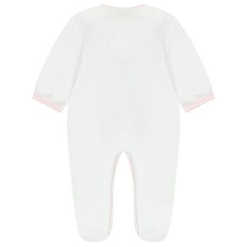 أفرول بنات بطبعة الزهور باللون الأبيض و الوردي