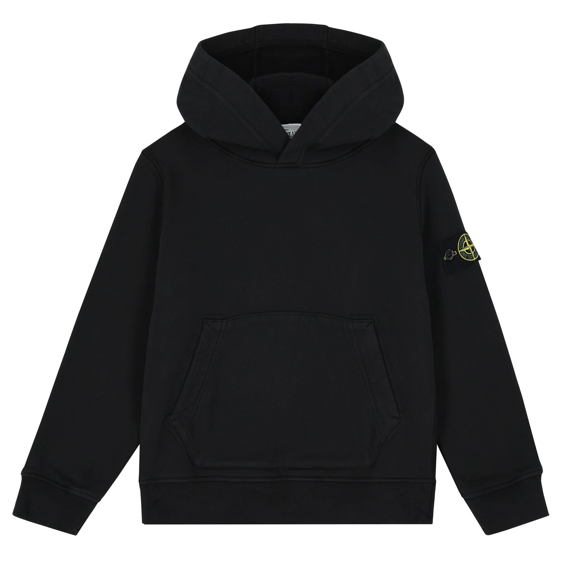 Stone Island Boys Black Logo Hooded Top Junior Couture UAE