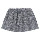 Younger Girls Navy Blue Tweed Knit Skirt Set, 2, hi-res