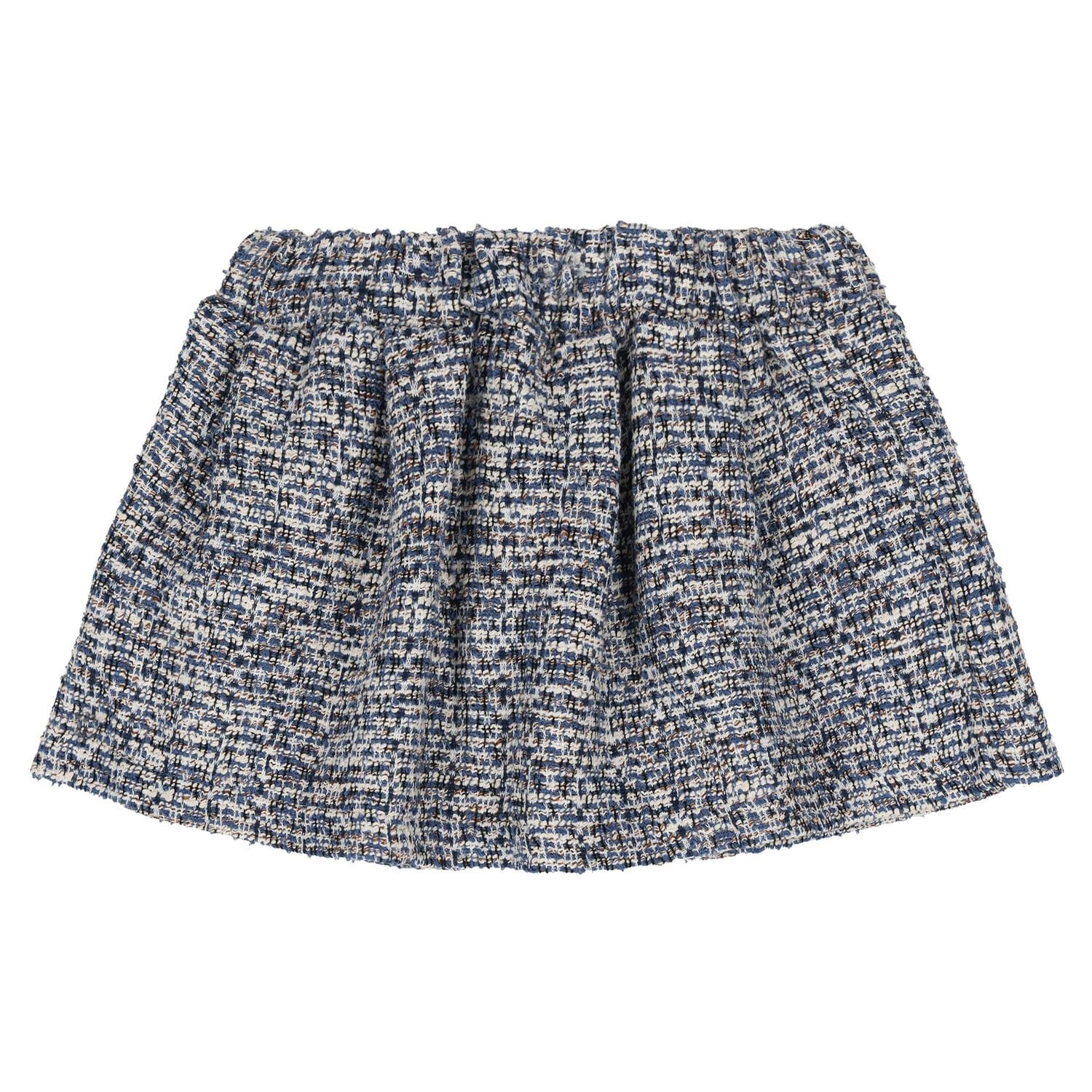 Younger Girls Navy Blue Tweed Knit Skirt Set, 2, hi-res