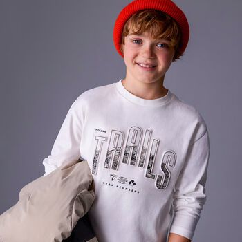 Boys Ivory Long Sleeve Top