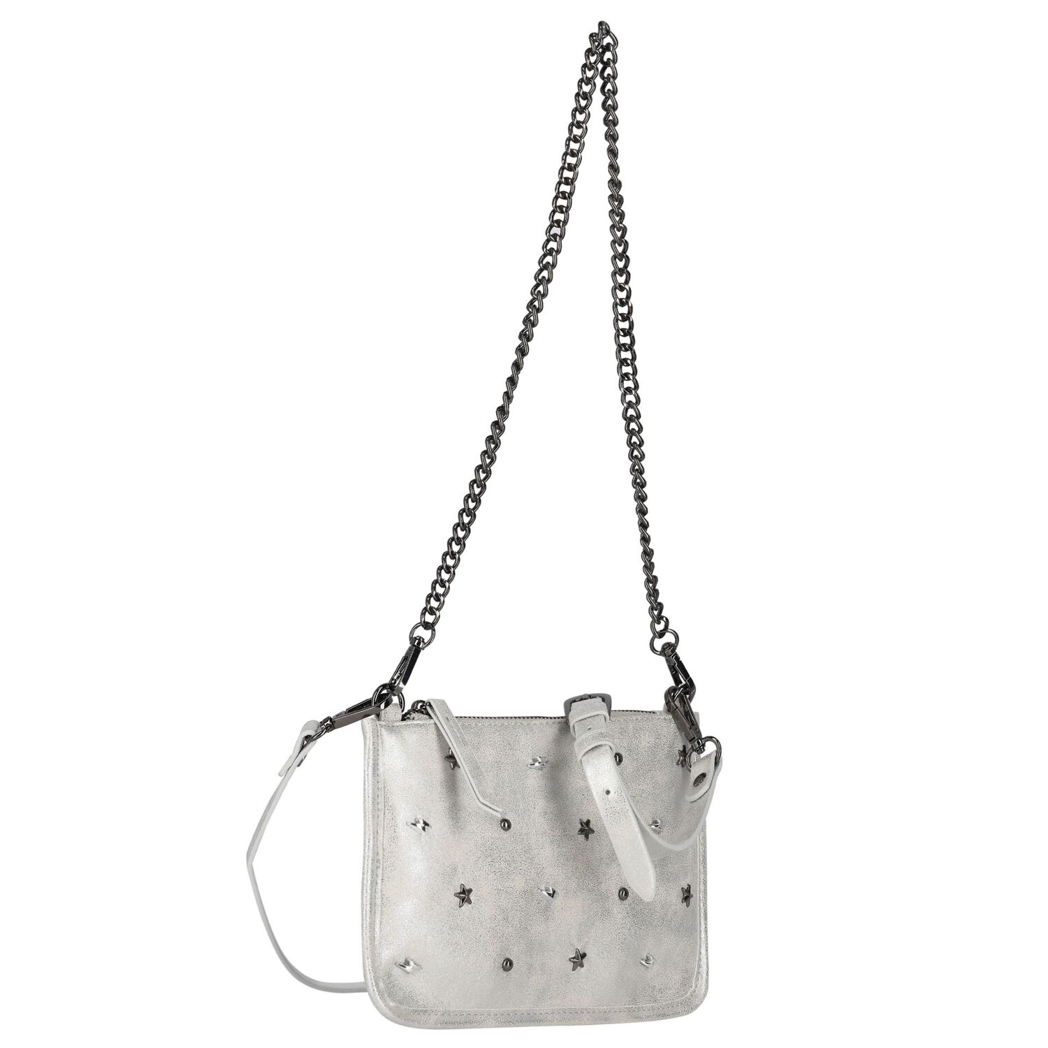 Girls Silver Studded Handbag, 1, hi-res image number null
